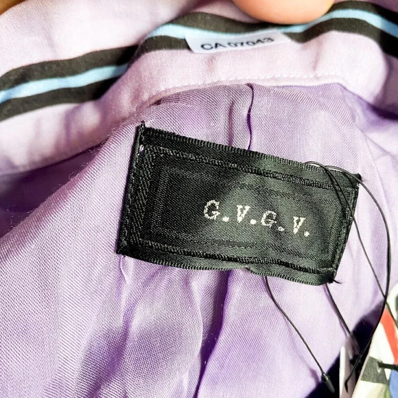 G.V.G.V Lavender Purple Striped high  Low Rexcell Skirt 36 Made in Japan - Picture 8 of 8